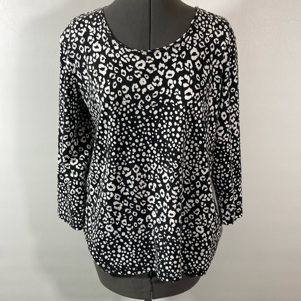 Rebecca Malone Top Women Size XL Black & White Pull Over Long Sleeves